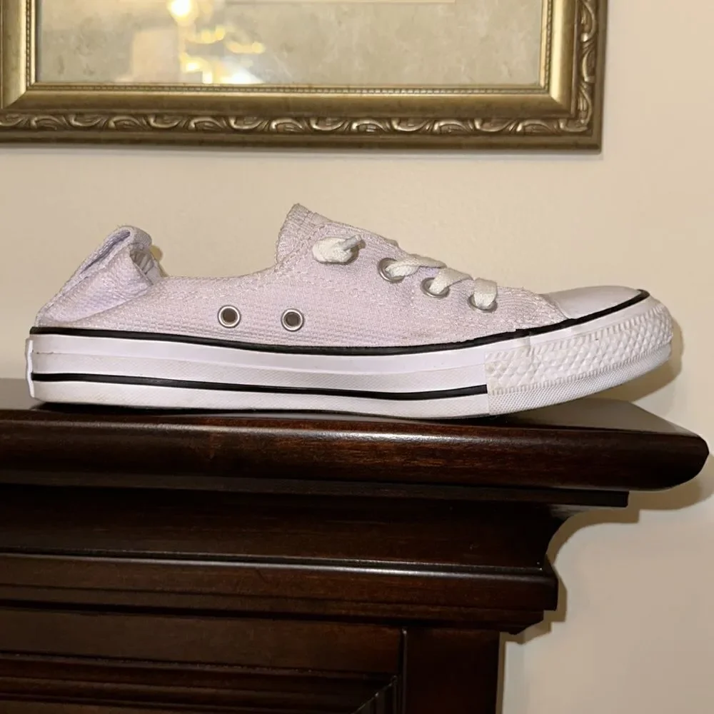 Converse 7 Women’s White Textured Canvas Slip On Lace up Skateboard Shoes Sneaks